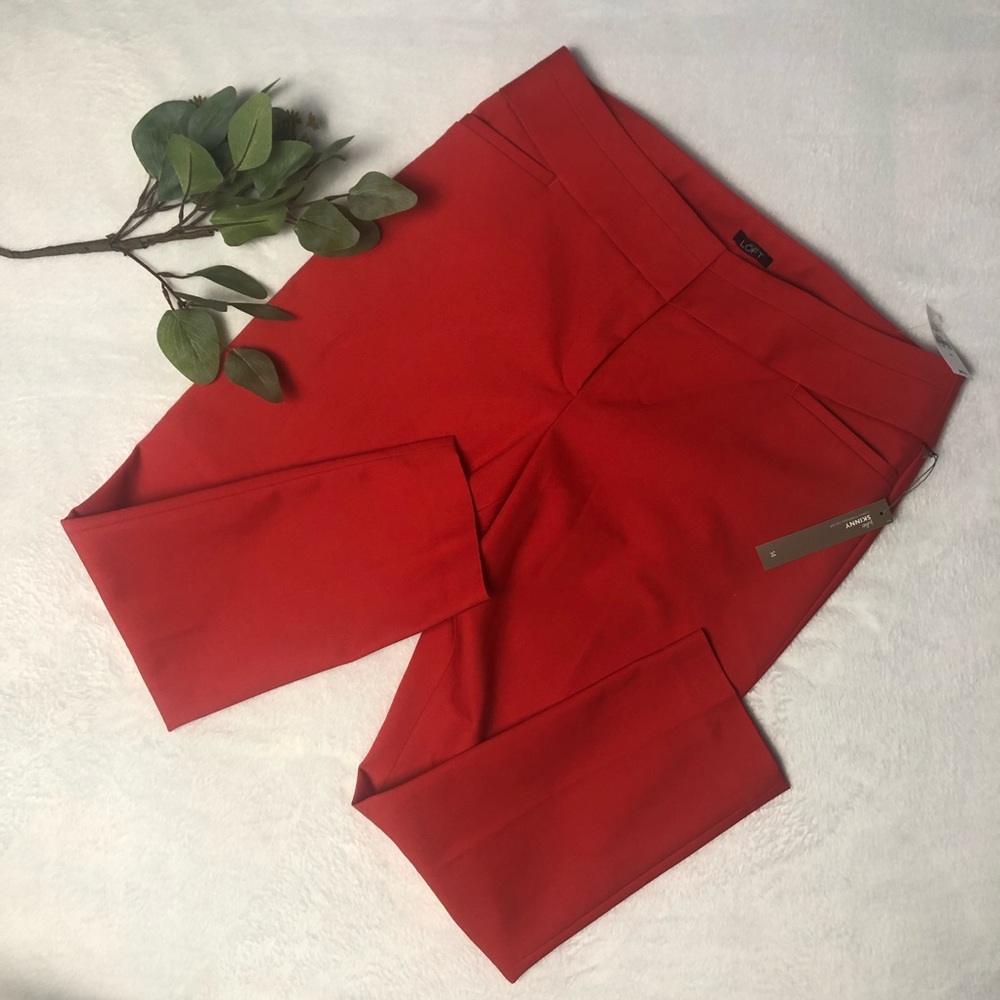NWT! LOFT JULIE SKINNY RED PANTS